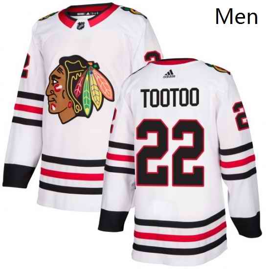 Mens Adidas Chicago Blackhawks 22 Jordin Tootoo Authentic White Away NHL Jersey